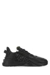 Fendi Men Multicolor Leather And Fabric Flow Sneakers In Black