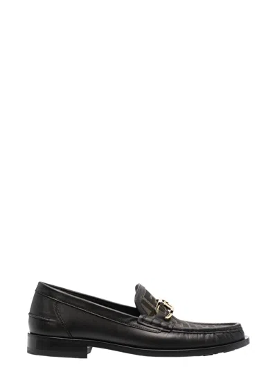 Fendi Men's Multicolor Leather And Fabric Loafers