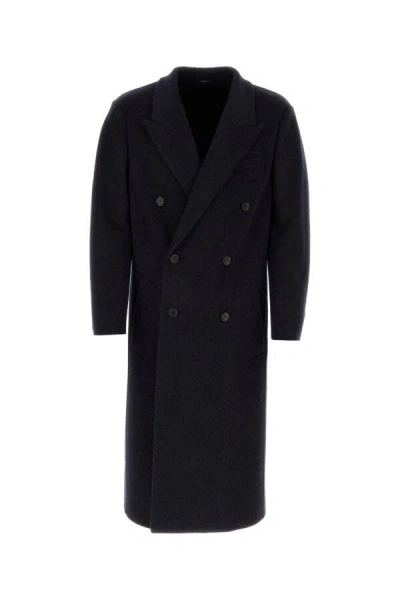 FENDI FENDI MEN NAVY BLUE WOOL BLEND COAT