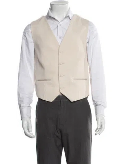 Pre-owned Fendi Men's Neutral Virgin Wool Suit Vest