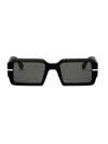 Fendi Men's O'lock Graphy 52mm Rectangular Sunglasses In Matte Black Smoke