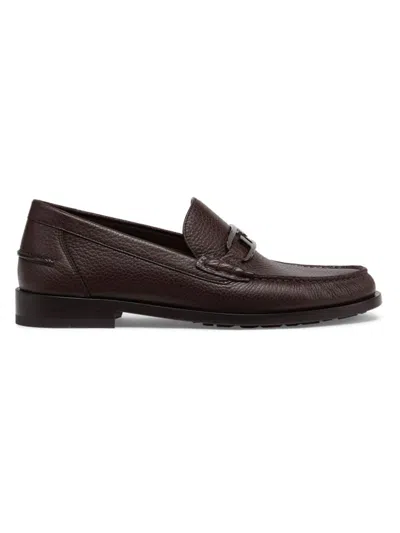 Fendi Men's O'lock Leather Loafers In Dark Brown