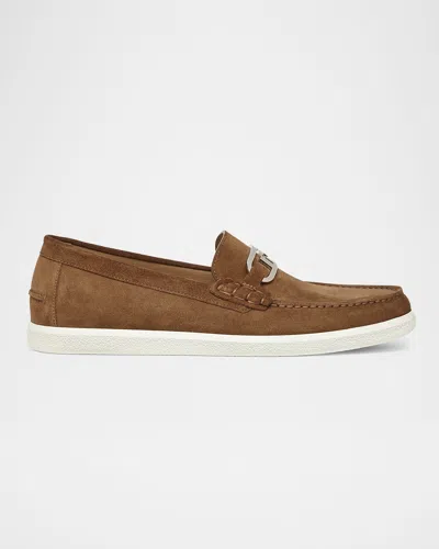 FENDI MEN'S O'LOCK SUEDE BIT LOAFERS