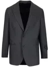 Fendi Logo Embroidered Single-breasted Blazer In Grey