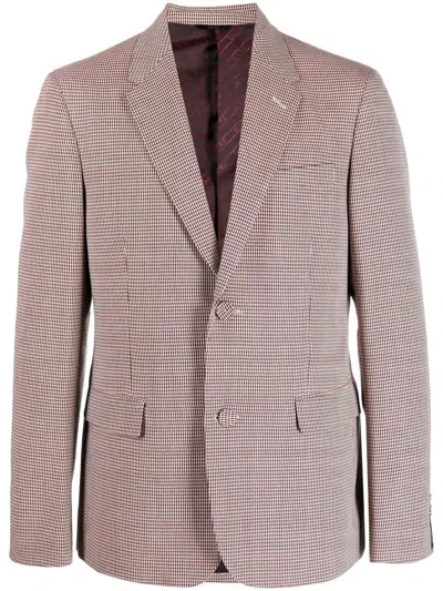 Fendi Men's Pied De Poule Jacket In Naturale And Rosso For Fw23 In Pink