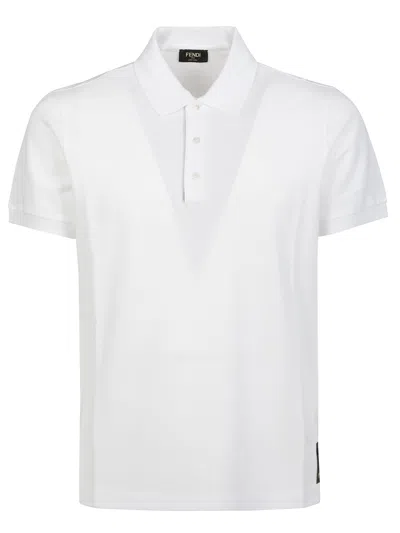 Fendi Men Polo In Piquet In White