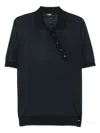 Fendi Asymmetric Polo Shirt In Black