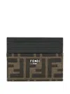 Fendi Ff Jacquard Fabric Card Holder Accessories In Brown