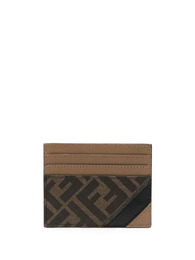 Fendi Men Portacarte Logo In Brown