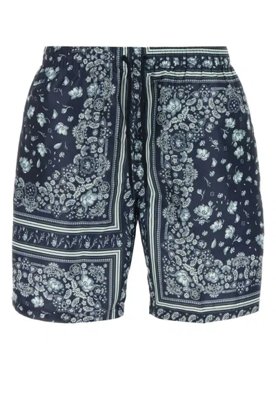 Fendi Men Printed Polyester Swimming Shorts In Blue