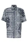 Fendi Men Printed Silk Shirt In Gray