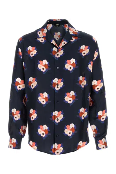 Fendi Men Printed Silk Shirt In Multi