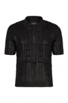 Fendi Black Wool Polo Shirt In Nero