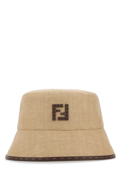 Fendi Men Raffia Hat In Brown