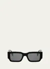 Fendi Logo Sunglasses In Shiny Black Smoke