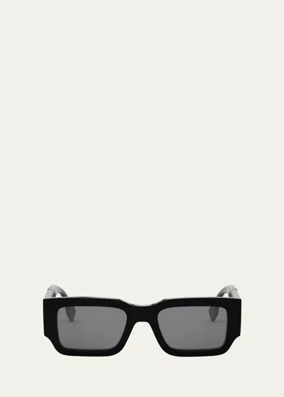 Fendi Men's Rectangle Acetate Sunglasses In Black