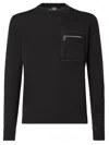 Fendi Regular Fit Wool Blend Pullover With Pockets In Black