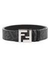 Fendi Ff-logo Reversible Leather Belt In Black