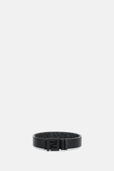 Fendi Men Reversible Leather Belt In Black