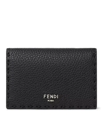 Fendi Men Saddlery Card Holder In Black