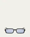 Fendi Men's Selleria Acetate And Nylon Rectangle Sunglasses In Black