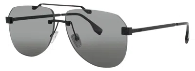 Fendi Men's Semi-rimless Aviator Sunglasses 61mm In 02r - Matte Black / Green Polarized