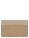 Fendi Compact Geometric Pattern Card Holder In Beige