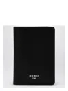Fendi Men's Shadow Leather Card Case In Black