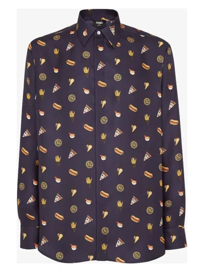 Fendi Men's Shirt In Blunavy
