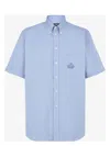 Fendi Embroidered-pocket Short-sleeve Shirt In Blue
