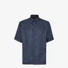 Fendi Ff Monogram Silk Shirt Men In Oltremare