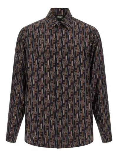 Fendi Men Shirt Silk `nity` In Multi