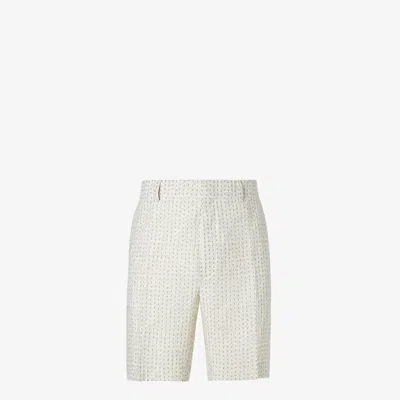 Fendi Men's Short Linen Mini Pants In Naturale