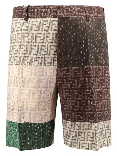 FENDI MEN'S FF LINEN SHORTS