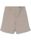 Fendi Beige Jacquard Bermuda Shorts With Topstitching In Brown