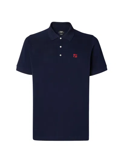 Fendi Men's Short-sleeve Polo Shirt In Navy