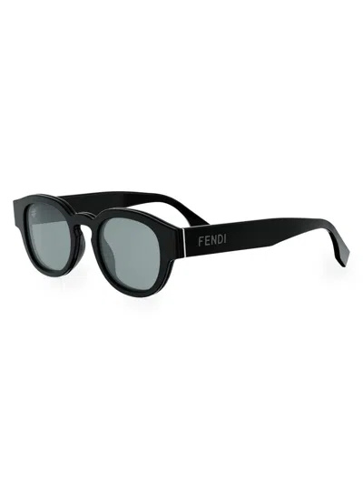 Fendi Men's Signature 48mm Round Sunglasses In Purple