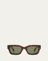 Fendi Men's Signature Oval Logo Sunglasses In Red Havana / Green