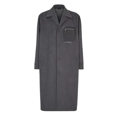 Fendi Men's Single-breasted Cashmere Coat In Gray