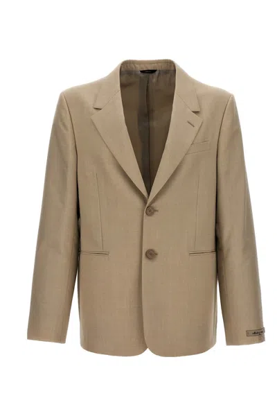 Fendi Single-breasted Wool Blazer In Cream