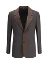 Fendi Brown Wool Crepe Blazer Jackets Brown In Brown