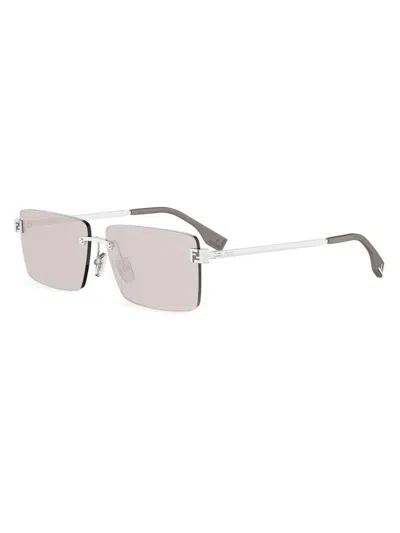 Fendi Sky Rimless Rectangular Sunglasses In White