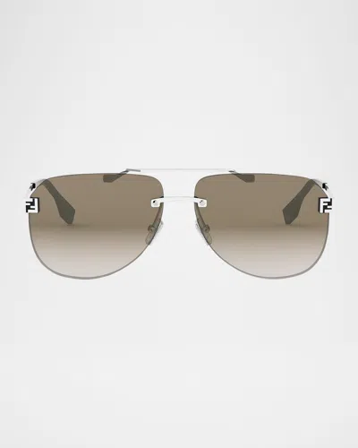 FENDI MEN'S SKY MONOGRAM METAL SUNGLASSES