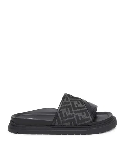 FENDI FENDI MEN SLIDE DIAGONAL IN JACQUARD FF