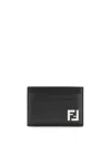 Fendi Men Slim Squared Ff Card Holder In Gray