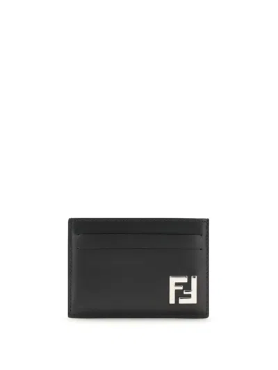 Fendi Men Slim Squared Ff Card Holder In Gray