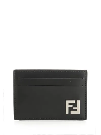 Fendi Ff Squared Slim Card Holder In Black