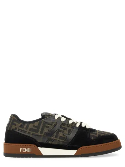 Fendi Match Ff Jacquard Low-top Sneakers In Brown