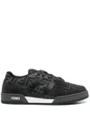 Fendi Low-top Round Toe Rubber Sole Sneakers In Gray