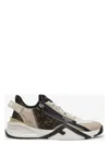 Fendi Beige Leather Sneakers With Ff Motif In Multi